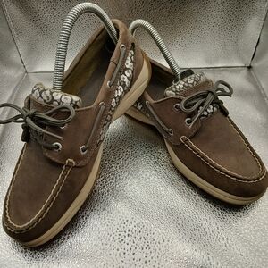 Sperry Brown & Silver Leather Topsiders Women's Size 7.5